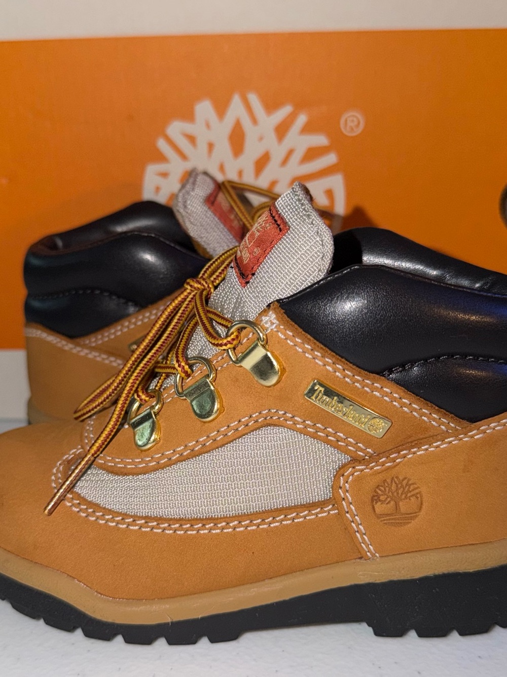 Timberland Kids Tan and Black Lace-Up Hiking Boots
